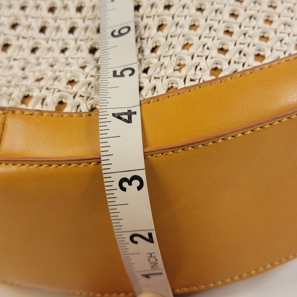 Sole Society Faux Camel Leather and Cream Rattan Circle Bag, EUC - Picture 5 of 7